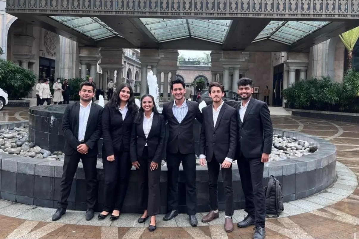 Hospitality team at the entrance of a luxury hotel